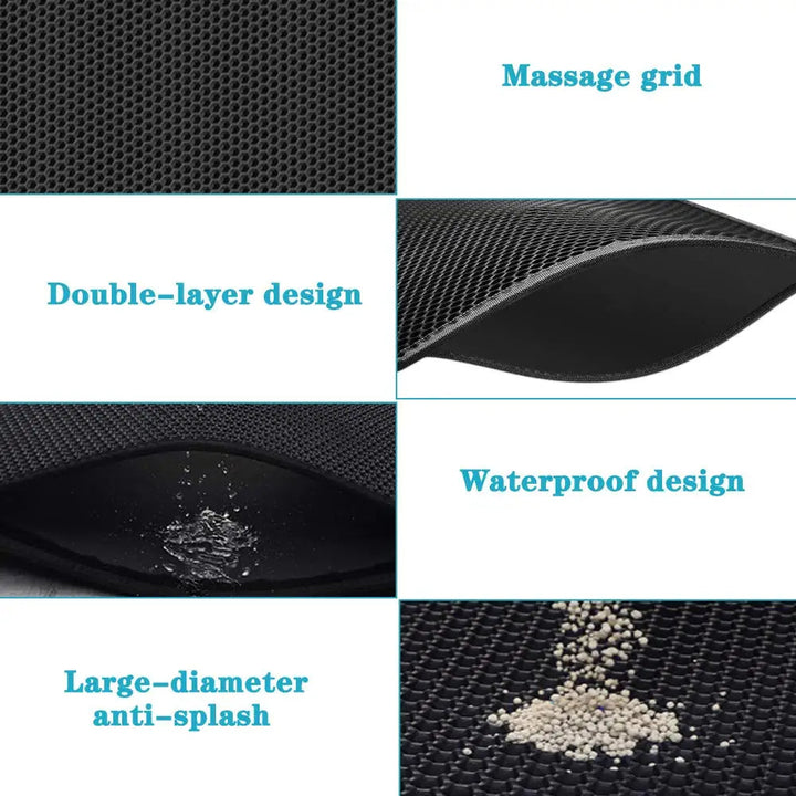 Waterproof double layer EVA cat litter mat, an effective litter catcher for clean floors.