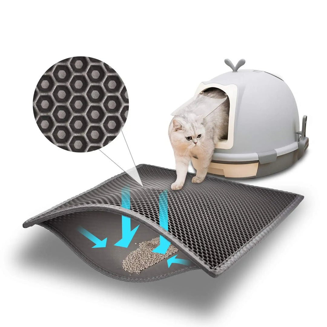 Keep floors spotless with this double layer waterproof cat litter mat & litter catcher. Easy clean.