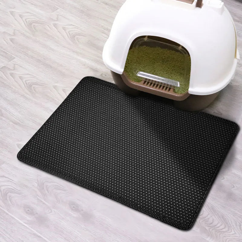 Achieve clean floors with our double layer waterproof cat mat; non-slip, easy-clean litter catcher.