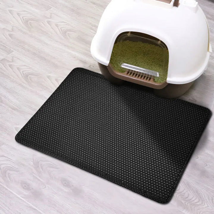 Achieve clean floors with our double layer waterproof cat mat; non-slip, easy-clean litter catcher.