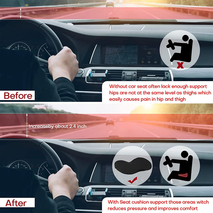 Comfortable Driving Booster Seat: Memory foam car seat cushion for improved view, ideal for road trips.