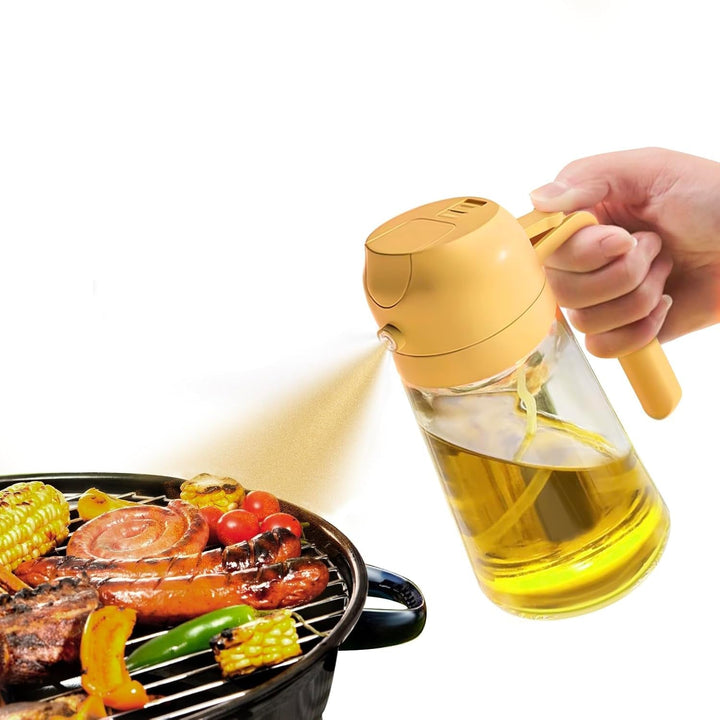 Glass olive oil sprayer and dispenser for cooking & food prep. Perfect kitchen tool for healthy meals.
