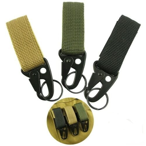 Durable black tactical gear clip molle key ring holder, 2-pack for outdoor use