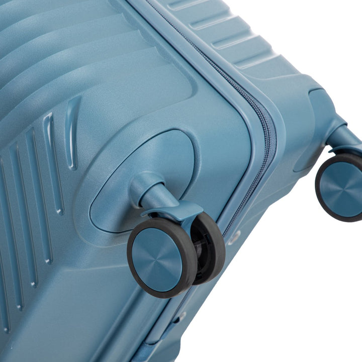 Blue hardshell travel suitcase, Amalfi, offering organized packing space & secure closure for all journeys.