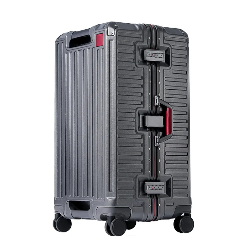Durable hard shell travel suitcase with wide grip handle, perfect for vacation & business trips.