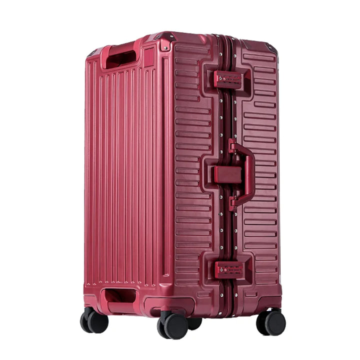 Premium hard shell suitcase with durable exterior, wide grip handle, and organized compartments for travel.