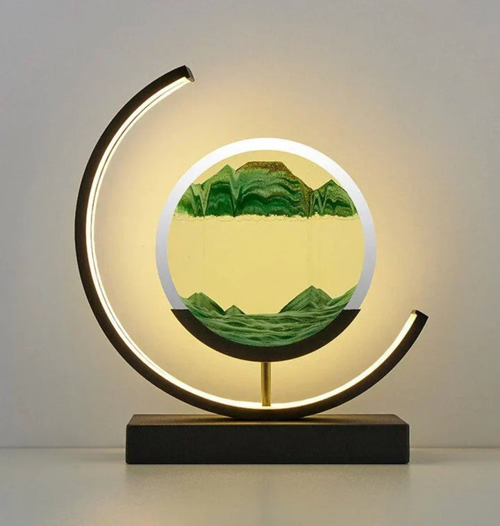 Dynamic Sandscape Table Lamp with flowing sand art for relaxing ambient light.