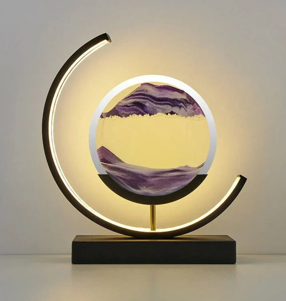Dynamic Sandscape Table Lamp: Relaxing moving sand art, ambient light, unique home & desktop decor.