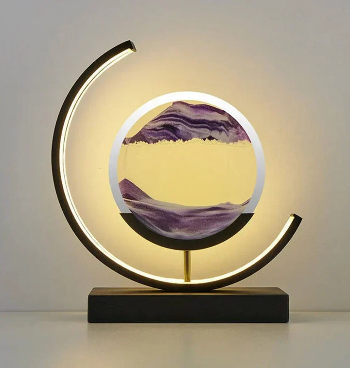 Dynamic Sandscape Table Lamp: Relaxing moving sand art, ambient light, unique home & desktop decor.