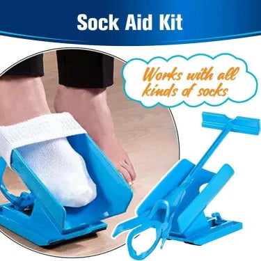Post-surgery compression sock assist device for injury recovery and effortless daily dressing.