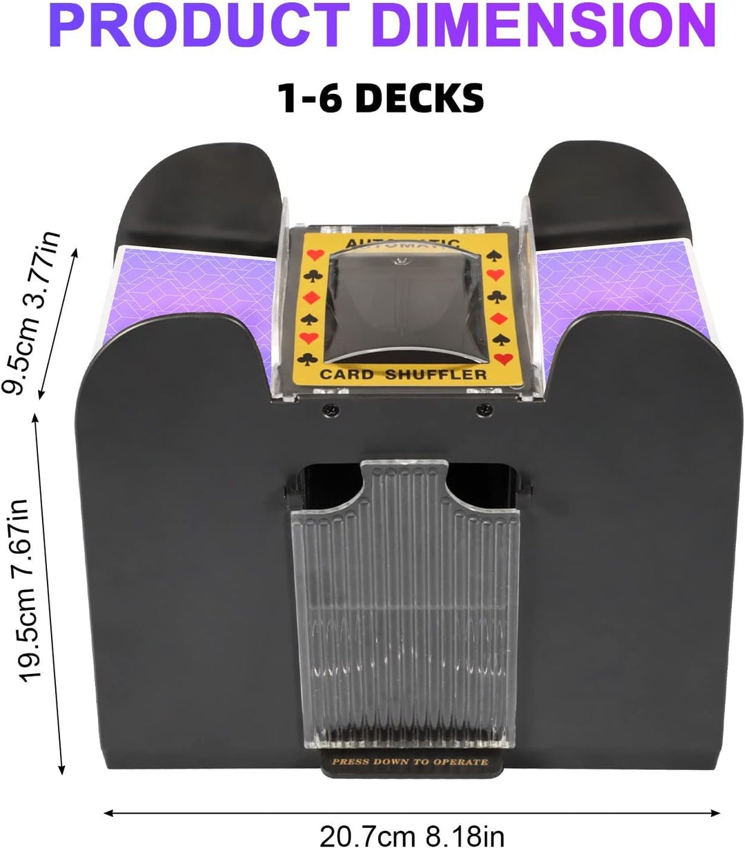 Close-up of the electric automatic card shuffler, ready to shuffle decks for exciting game nights.
