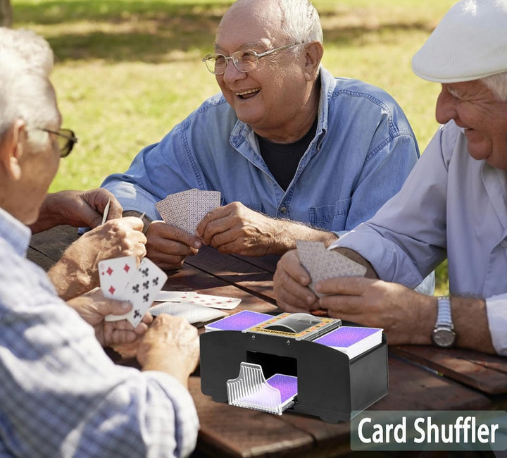 Enhance game nights with this electric automatic card shuffler. Speeds up play for all your favorite card games.