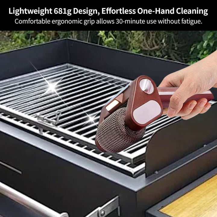 Set of electric grill cleaner and charging cable, essential BBQ accessory
