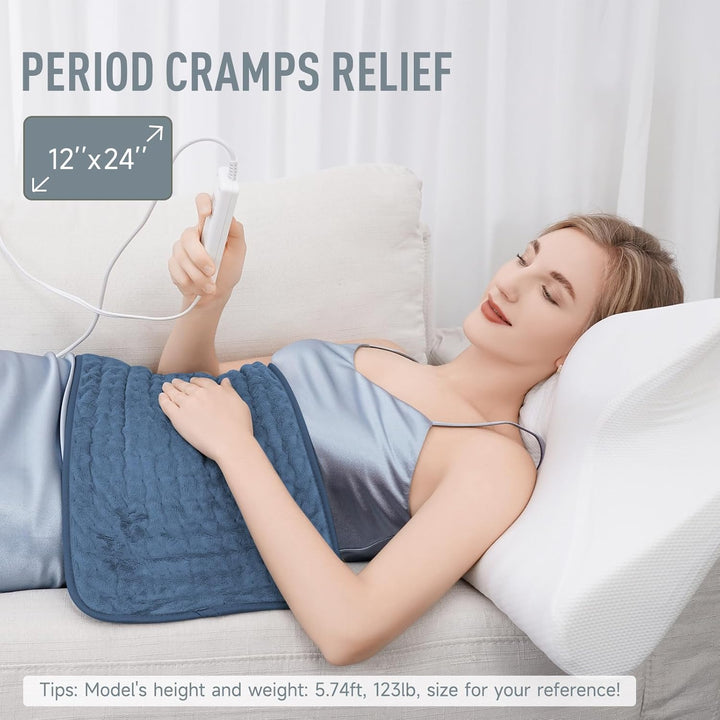 Massaging electric heating pad for back pain relief, deep muscle relaxation & therapeutic heat therapy.