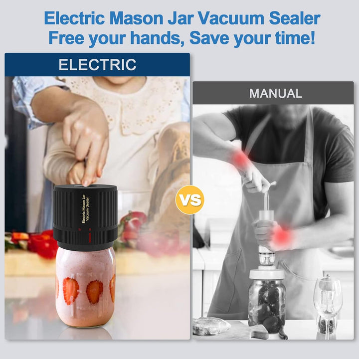 High-performance electric vacuum sealer kit for mason jars, ensuring food quality & shelf life.