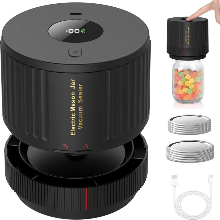 Electric mason jar vacuum sealer kit for prolonged freshness & effective food preservation.
