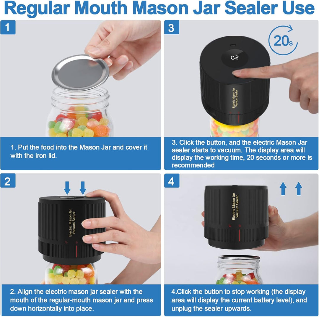 Maximize food freshness with this electric mason jar vacuum sealer & storage solution.