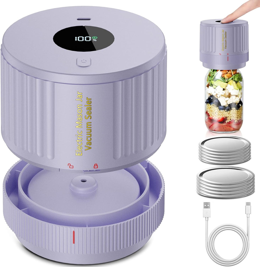 The complete Electric Mason Jar Vacuum Sealer Kit, designed for efficient home food preservation.