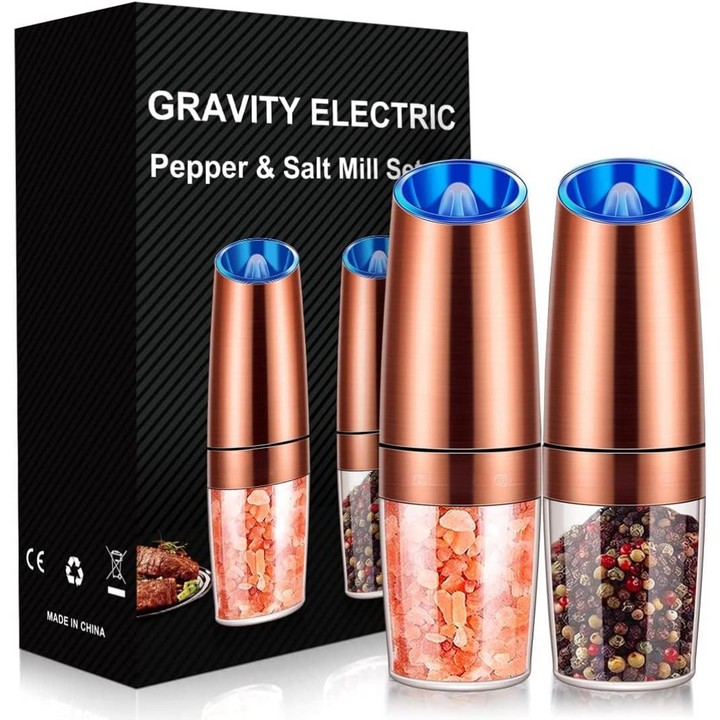 Effortless electric salt and pepper seasoning set. USB-C rechargeable, LED light, a must-have cooking tool.