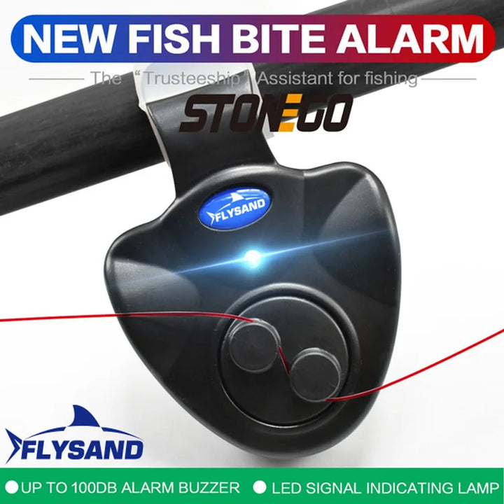 Compact electronic fishing bite indicator with LED light, ideal for night fishing and angling.