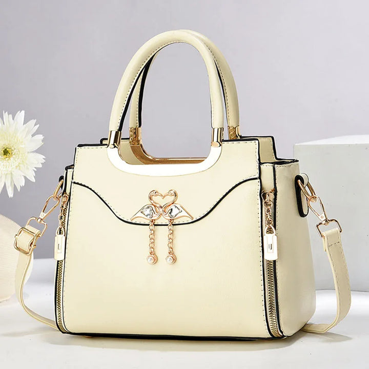 Stylish beige structured handbag, a versatile & elegant women's shoulder bag.