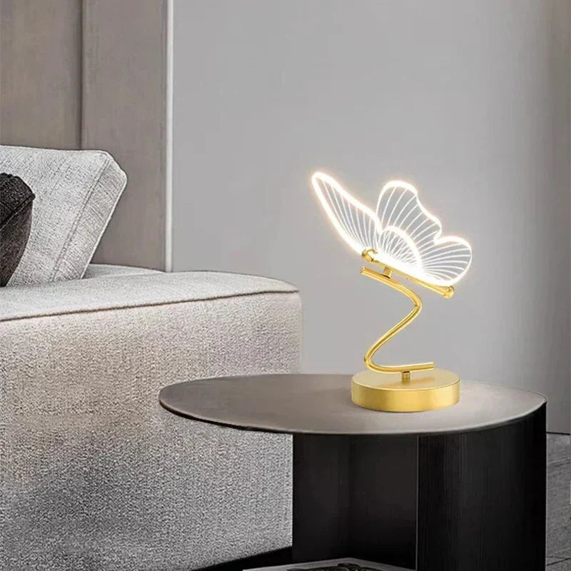 Contemporary butterfly LED table lamp, an elegant lighting fixture for any modern home decor.