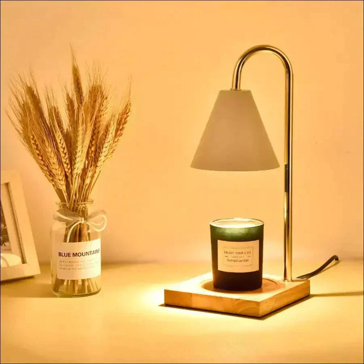 Premium Sophia candle warmer lamp: flame-free, dimmable, timer, modern home ambiance creator.
