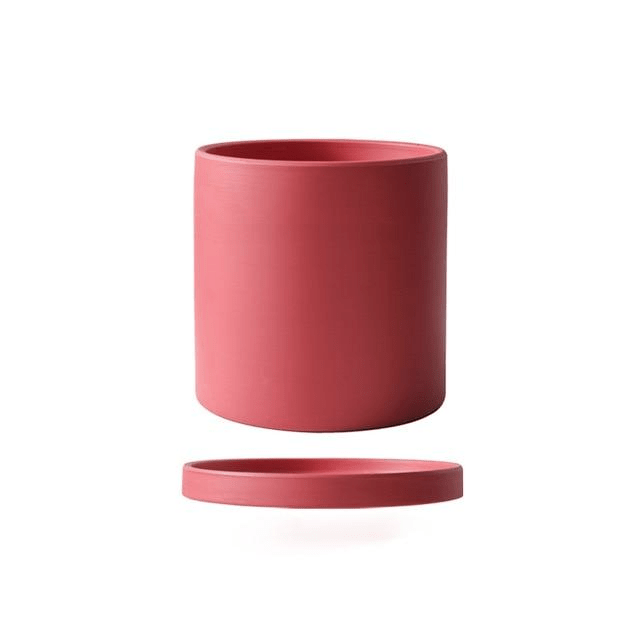 Beautiful ceramic pot for herbs or small flowers, with matching drainage saucer.