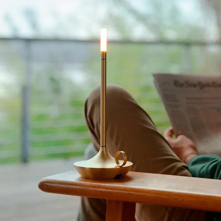Contemporary cordless LED table lamp, elegant and rechargeable for versatile modern home lighting.