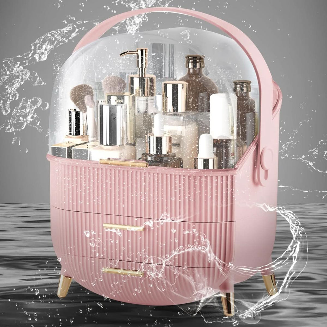 Protective dustproof makeup organizer case, safeguarding your precious cosmetics.