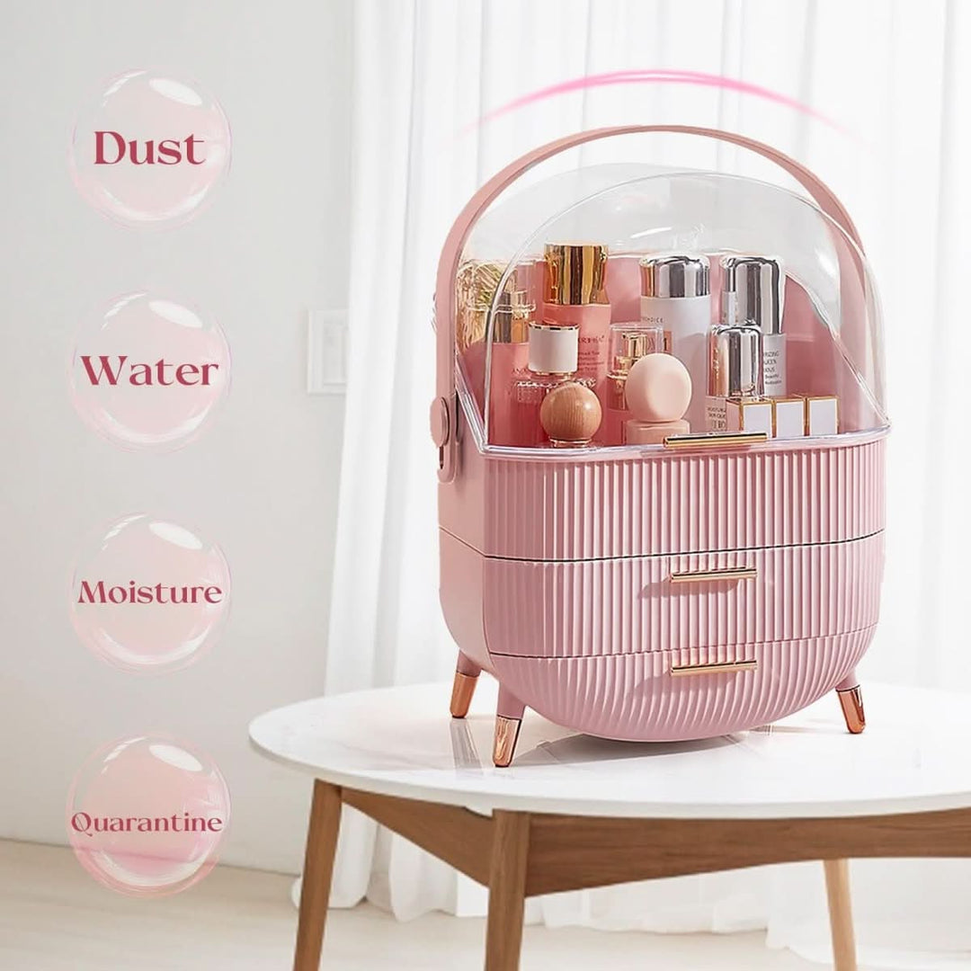 Tidy beauty storage: elegant dustproof makeup organizer for a clutter-free vanity.