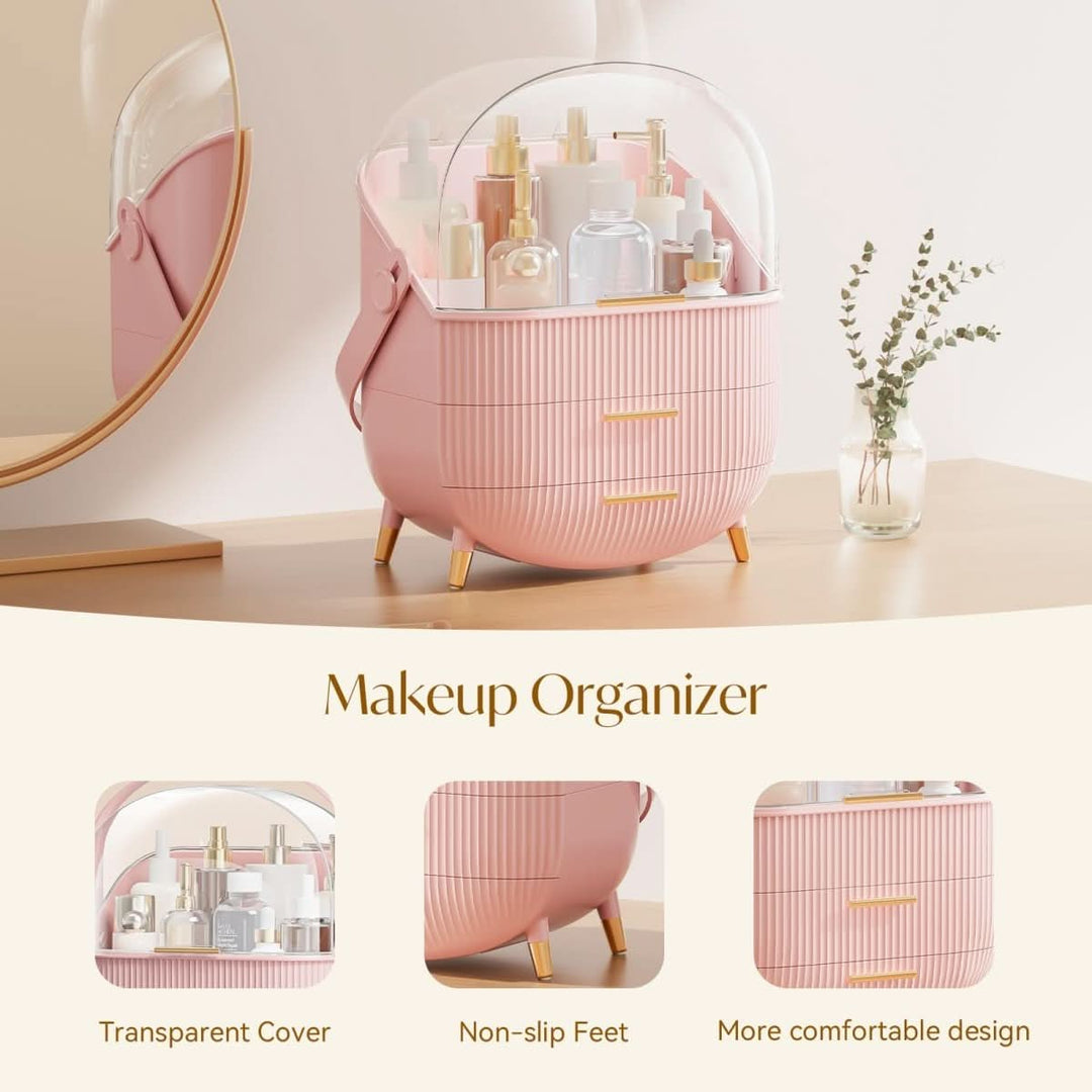 Bathroom waterproof cosmetic case & dustproof makeup holder for hygiene.