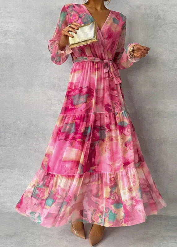 Elegant floral maxi dress for women, classic style, perfect for summer occasions and sophisticated wear.