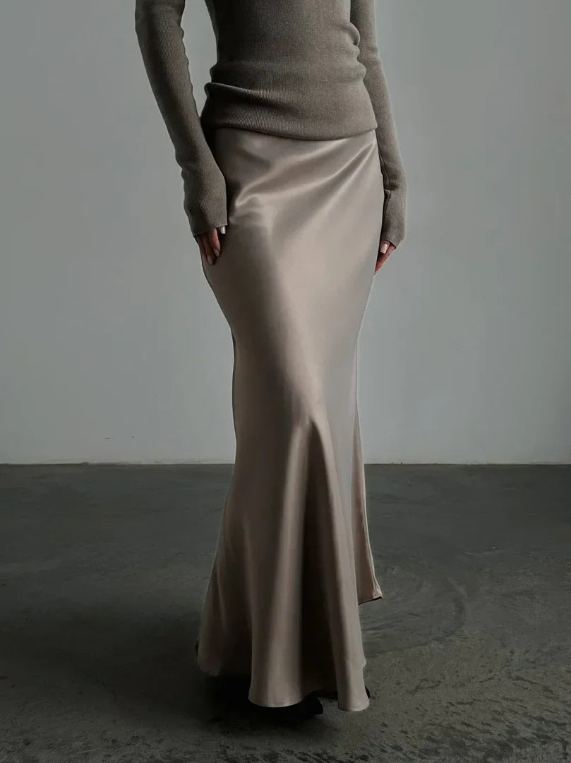 Glamorous high waist fishtail long skirt, ideal for women's evening galas & formal events.