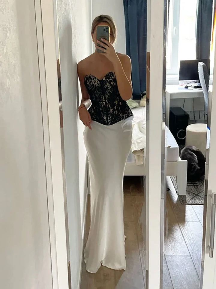 Stunning women's high waist fishtail maxi skirt, ideal for formal parties & evening galas.