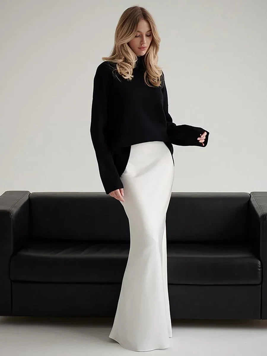 Women's formal high waist fishtail maxi skirt, perfect for a glamorous evening gala look.