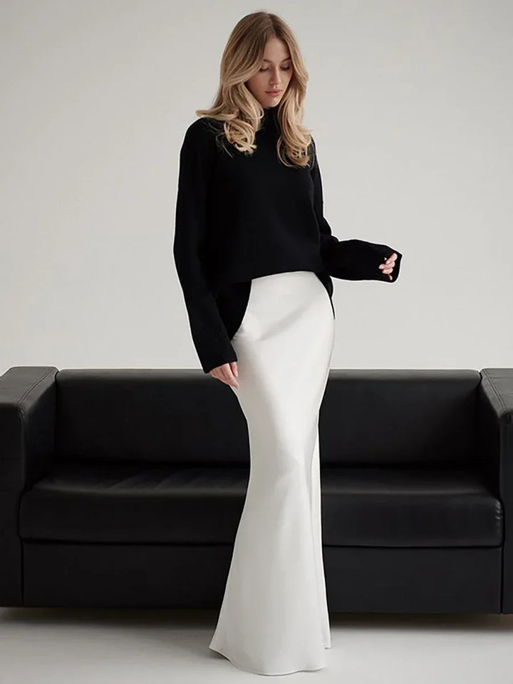 Women's formal high waist fishtail maxi skirt, perfect for a glamorous evening gala look.