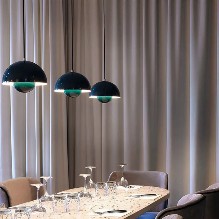 Decorative LED pendant light, Scandinavian design ceiling fixture.