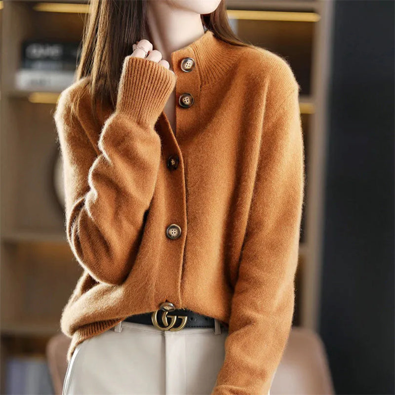 Elegant women's Arlina draped cardigan. Open front, long sleeve, luxurious style, perfect lightweight fall/spring layer.