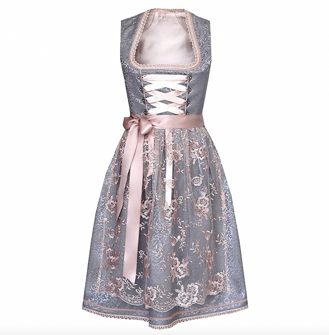 Vibrant women's Dirndl, a unique Bavarian traditional dress for festivals. Perfect elegant costume for Oktoberfest.