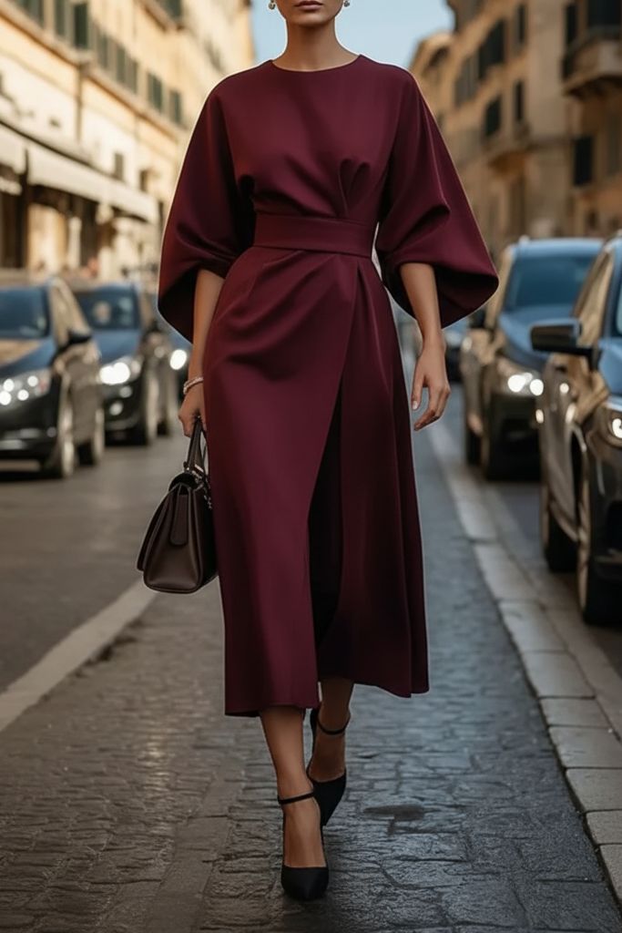 Beautiful women's elegant black formal dress. Midi cocktail style, perfect for sophisticated evening parties.