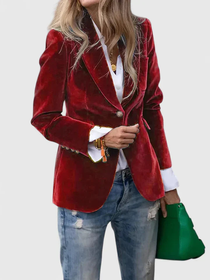Women's elegant outerwear blazer, a chic jacket for professional and casual styles.