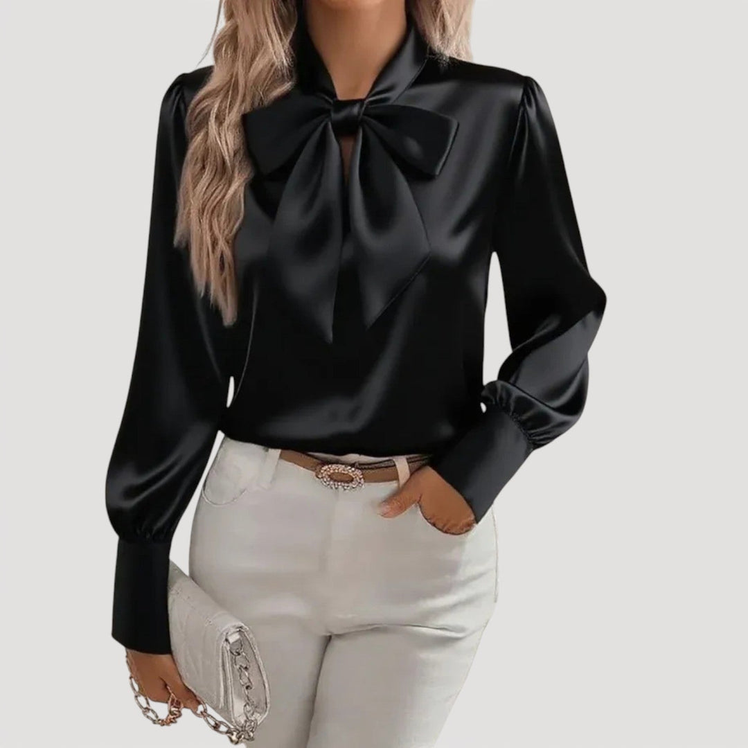 Women's long sleeve bow blouse, an elegant fashion top for a polished and versatile everyday style.