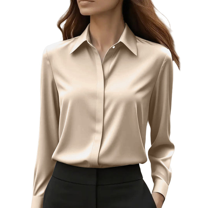 Versatile women's formal blouse. Button-front long sleeve top, great for business casual & office wear.