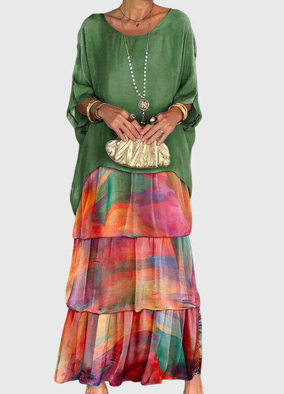 Sophisticated women's elegant maxi dress, button-up style for formal occasions.