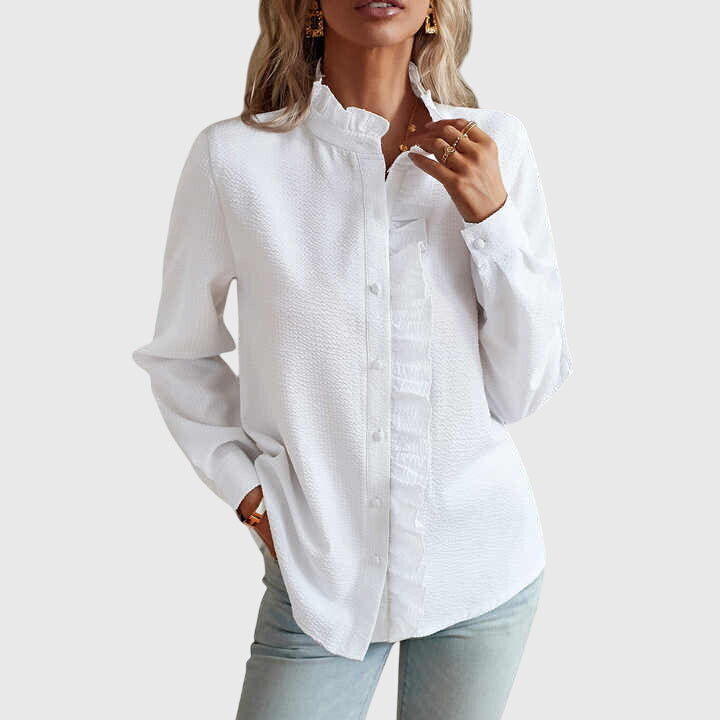 Stylish long-sleeve women's blouse, elegant top with a chic design, perfect for versatile spring fashion.
