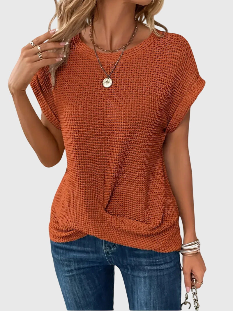 Chic & comfortable long sleeve crew neck blouse for women. A versatile wardrobe staple for elegant fashion.