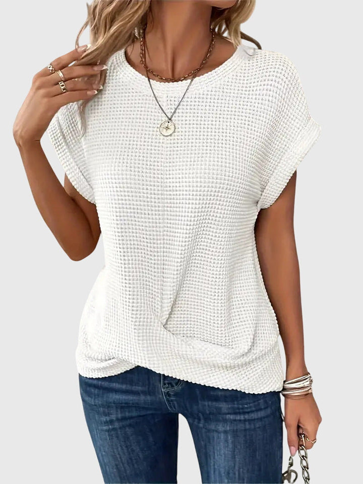 Wardrobe staple: Women's elegant long sleeve crew neck blouse, perfect for chic versatile style & comfort.