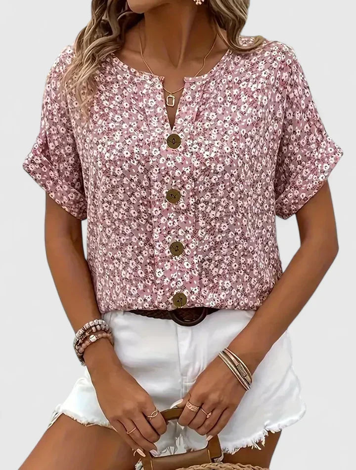 Elegant women's floral blouse with long sleeves, perfect for chic casual or office wear. Versatile spring/summer top.