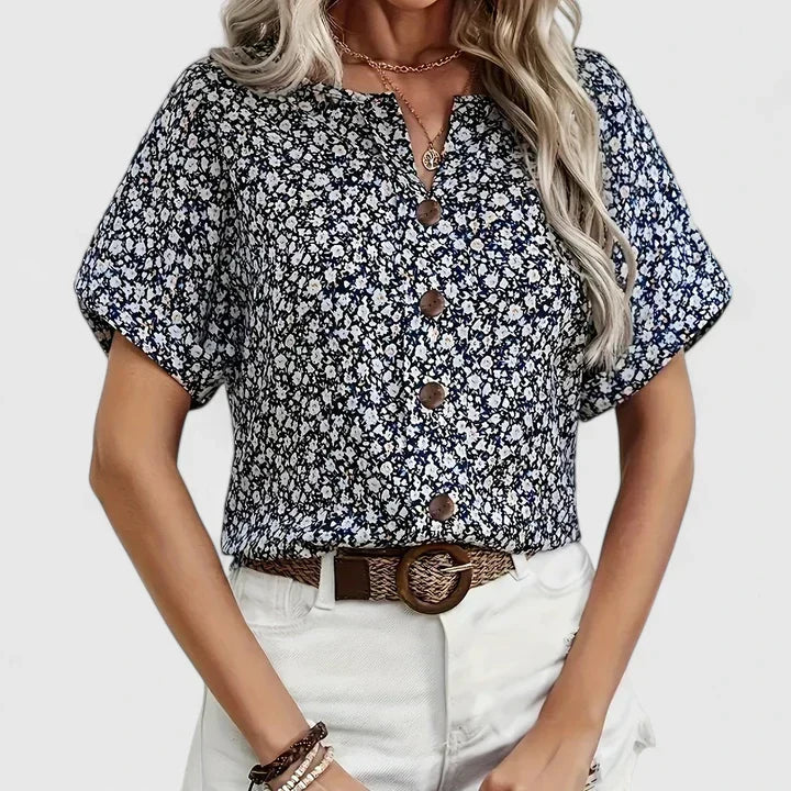 Stylish women's floral top, an elegant long-sleeve blouse for spring, summer, office & daily wear.
